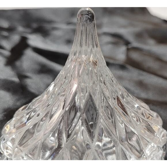 Vtg 1996 Clear Cut Glass Trinket Jar Jewelry Candy Keepsake Teardrop Shape Lid - Picture 6 of 11